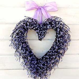 Purple HEART Wreath Decor-Mother's Day Gift-Valentines Purple Heart Front Door Decor-Housewarming,Anniversary Gift-Spring, Easter Everyday image 3