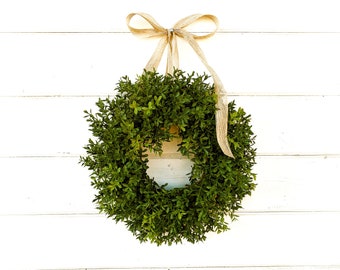 MINI Window Wreath-Boxwood Wreath-Country Cottage Wreath-Artifical Boxwood Wreath-Wall Hanging-Small Wreath-Custom Made Gifts-Scented Wreath