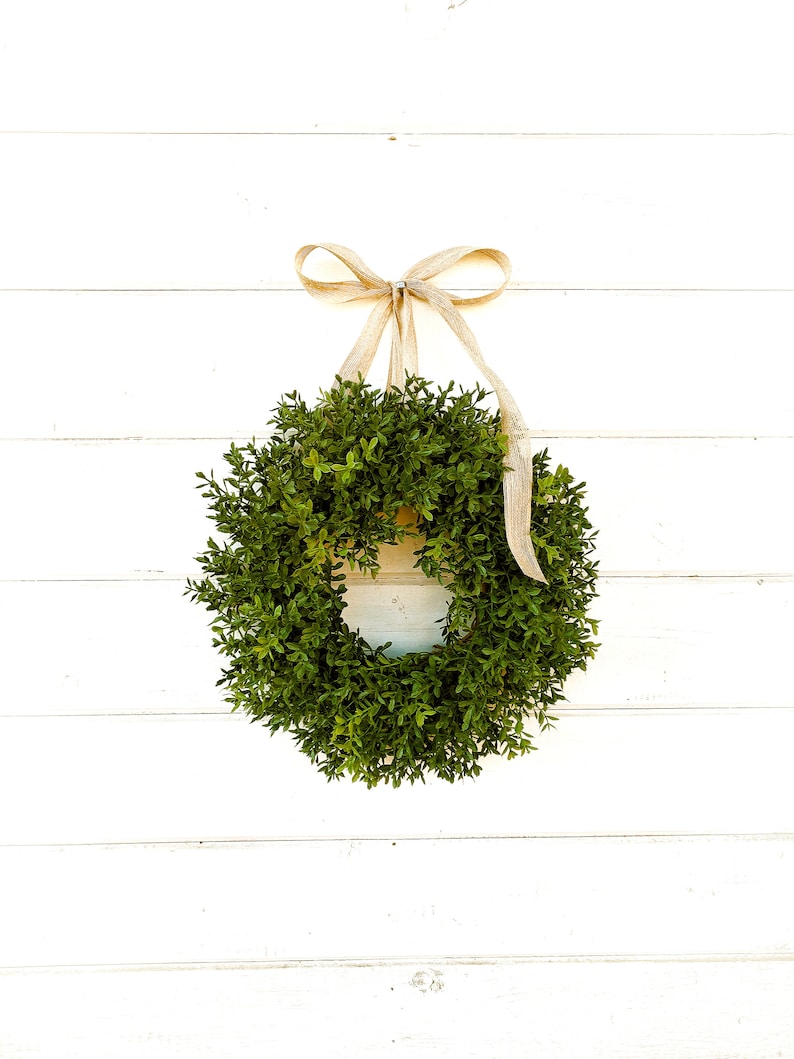 MINI Window Wreath-Boxwood Wreath-Country Cottage Wreath-Artifical Boxwood Wreath-Wall Hanging-Small Wreath-Custom Made Gifts-Scented Wreath image 1