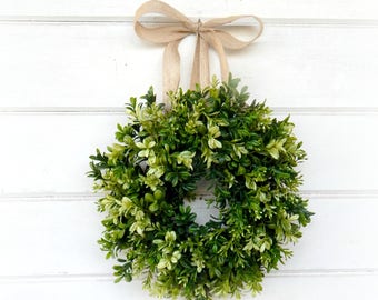 Mini Boxwood Wreath-Mini Window Wreath-SPRING BOXWOOD Wreath-Farmhouse Décor-Door Wreath-Home Décor-Housewarming Gift-Small Wreath-Gifts