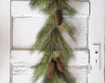 BLACK FRIDAY SALE-Pine Christmas Garland-Holiday Home-Modern Christmas Decor-Winter Mantle Garland-Door Garland-Outdoor Christmas Garland