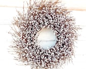 Couronne de brindille blanche rustique bohème, ferme moderne, décoration de porte toute l'année, décoration de mariage Boho, cheminée de vacances, décoration-cadeau pour maman