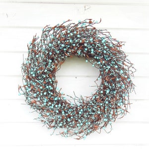 Spring Wreath-Summer Door Wreath-Teal Wreath-Modern Farmhouse Wreath-Boho Home Décor-Housewarming Gift-Door Wreath-Front Door Décor-Gifts image 2