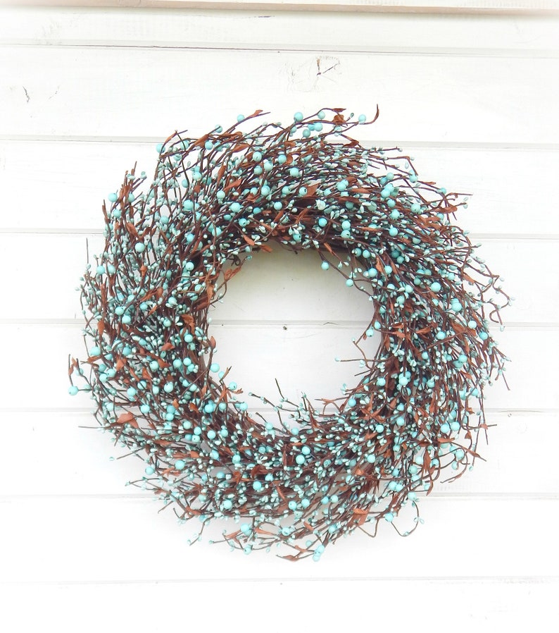 Spring Wreath-Summer Door Wreath-Teal Wreath-Modern Farmhouse Wreath-Boho Home Décor-Housewarming Gift-Door Wreath-Front Door Décor-Gifts image 2