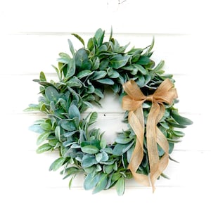 Modern Farmhouse Decor-Lambs Ear Wreath-Greenery Wreath-Fall Wreath-Minimalist Wreath-Boho Wreath-Door Wreath-Summer Wreath-Gift for Mom