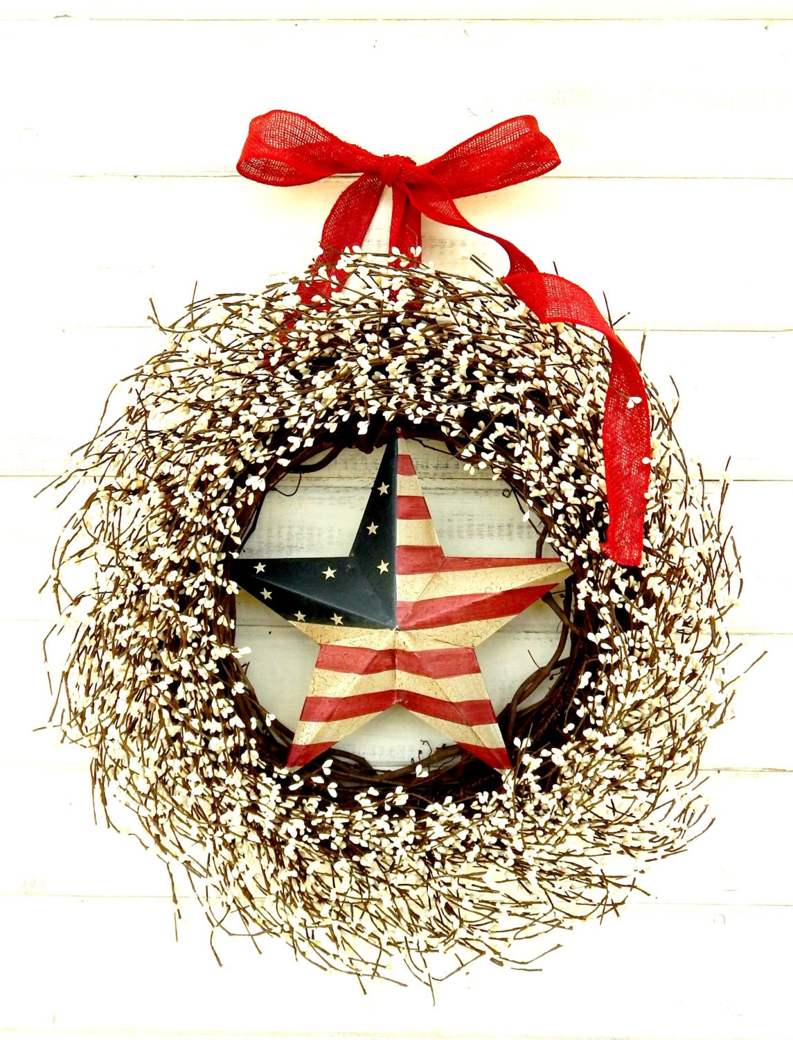 4 Juillet Couronne-Patriotic Door Couronne-Couronne d'étoiles-Couronne d'été-4 Couronne Parfumée-Déc