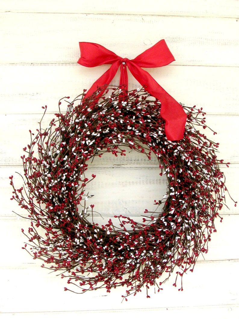 Fourth of July Wreath-Summer Wreath-RED & WHITE Wreath-Summer Home Décor-Patriotic Décor-Holiday Home Decor-4th of July Home Décor-Wreaths image 1
