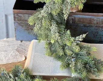 Christmas Garland-Artificial Winter Garland-Christmas Mantel-GLACIER GREENS-Thick Garland for Mantel-Christmas Home Decor-Garland for Door