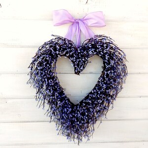 Purple HEART Wreath Decor-Mother's Day Gift-Valentines Purple Heart Front Door Decor-Housewarming,Anniversary Gift-Spring, Easter Everyday image 2