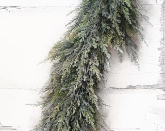 Winter Garland-WINTER WONDERLAND-Glitter CEDAR-Holiday Garland-Christmas Greenery-Christmas Décor-Christmas Mantel-Christmas Table Decor