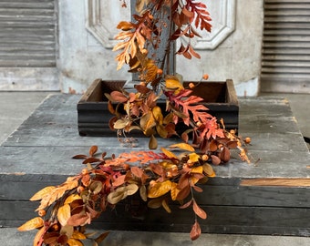 Fall Garland-Artificial Autumn Leaves and Mini Pumpkins 5' Garland-Fall Mantle Decor-Thanksgiving Tablescape-DIY Wreath Supplies-Fall Decor