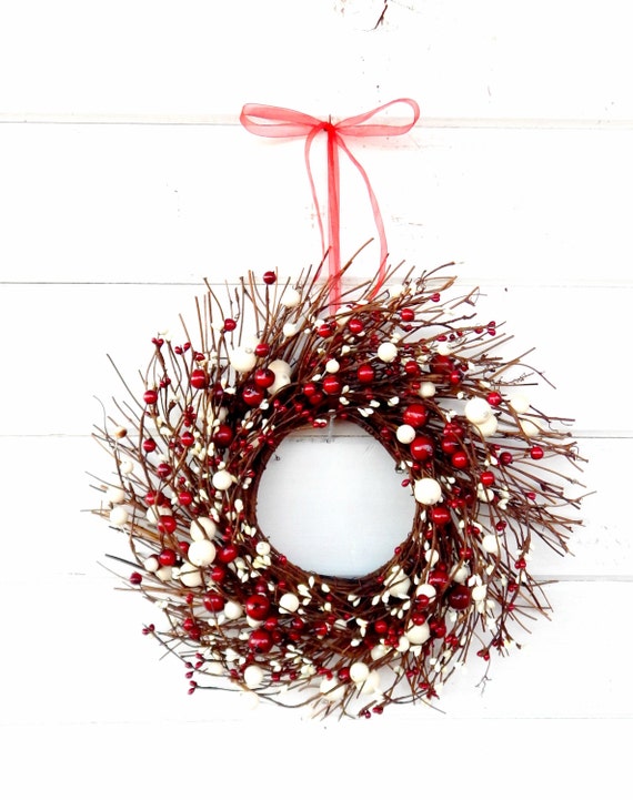 Christmas Wreath Mini Wreath Red White Wreath Holiday Etsy