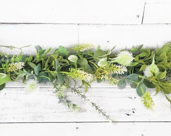 Summer Garland Greenery for Mantel,Kitchen,Table,Shelf Decor-Farmhouse Home Decor-DAYDREAM Garland-Unique Table Runner,Table Decor,Foliage