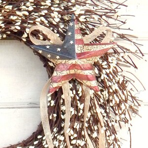 Summer Wreath-Patriotic Wreath-USA Decor-4th of July Door Wreath-Military Wreath-Primitive Star Wreath-Scented Wreath-Twig Wreath-Gifts image 4