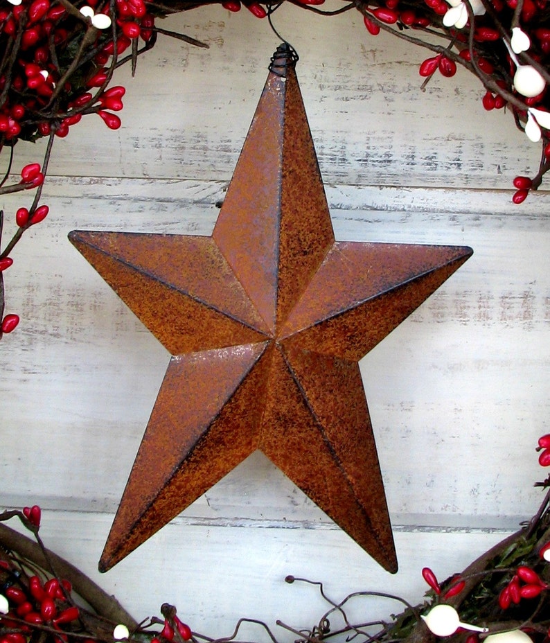 Fall Wreath-Rustic Wreath-Primitive Berry Wreath-Winter Wreath-RUSTIC STAR Wreath-Western Wreaths-Country Home Decor-Autumn Door Decor image 4