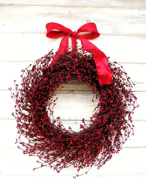 Couronne de Porte d'hiver-Décoration Maison Vacances-Couronne Rouge Berry-Couronne Ferme-Couronne No