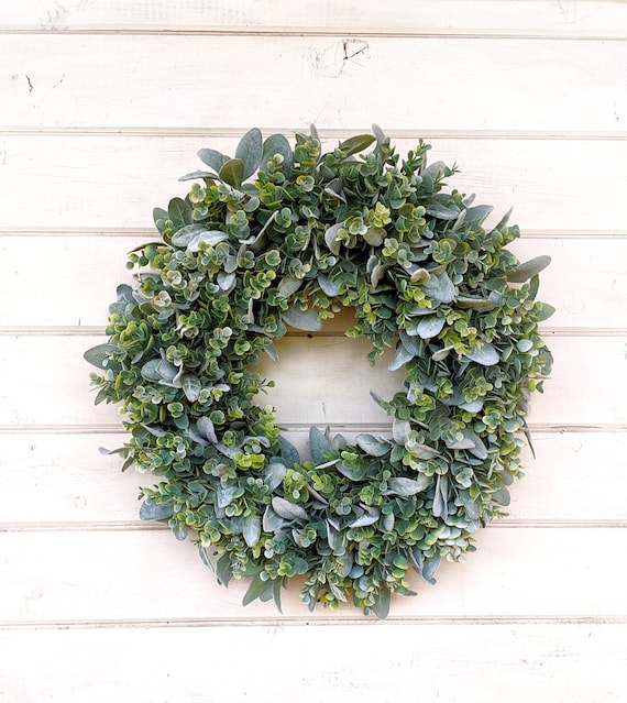 Eucalyptus Summer Wreath Spring Wreath Farmhouse Wreath Lambs Ear