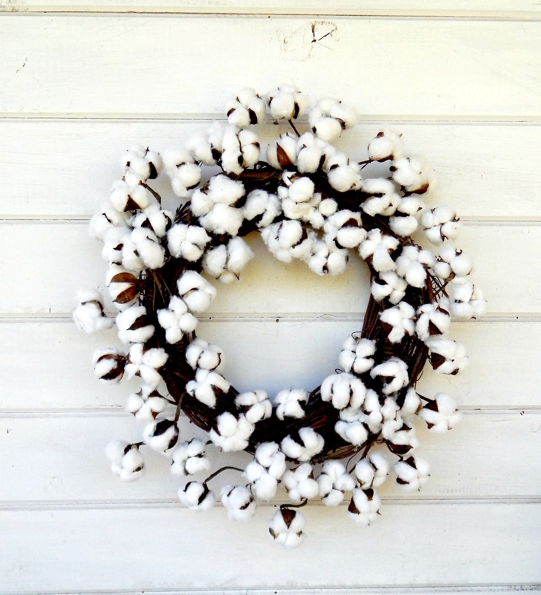 Cotton Wreath Farmhouse Style Fixer Upper Decor Rustic Farmhouse
