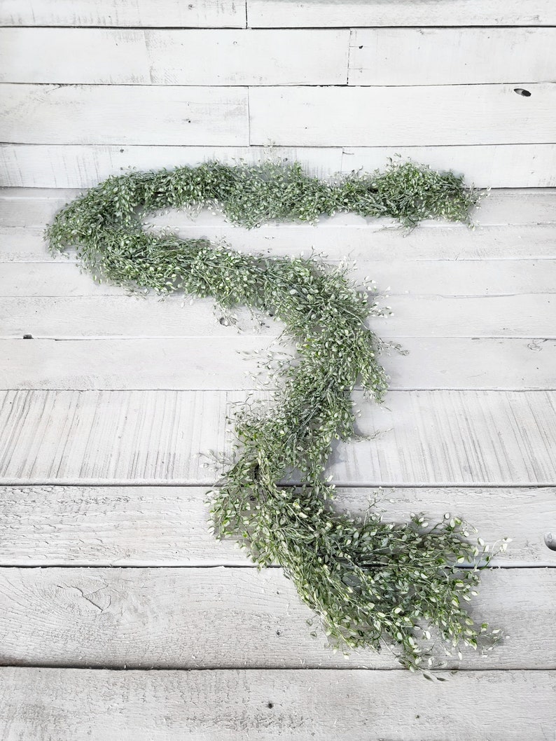 Cottagecore-Winter Greenery-FROSTED WHITE LUNA-Farmhouse Décor-Greenery-Wedding Garland-Wedding Décor-Table Runner-Mantel Garland-Supplies image 1