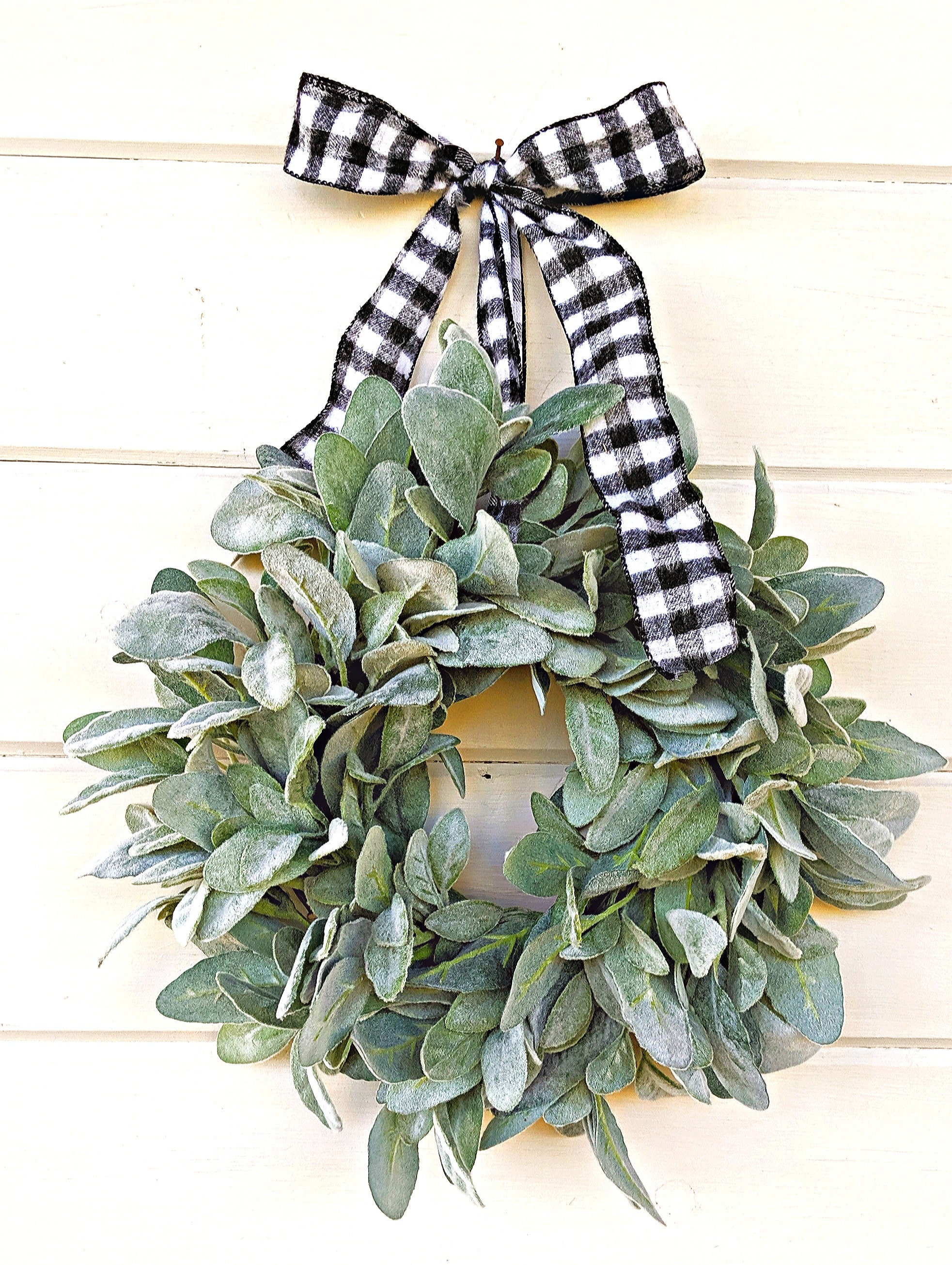 MINI Lambs Ear Wreathsmall Wreathwindow Wreathbuffalo Plaid Etsy