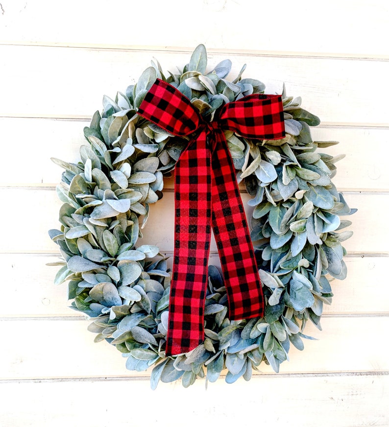 Christmas Wreath-farmhouse Wreath-lambs Ear - Etsy