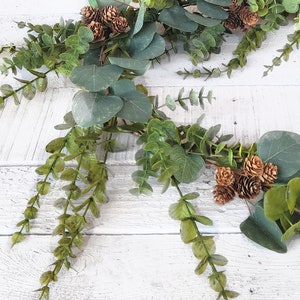 Christmas Garland-Holiday Home Decor-Holiday Mantel Greenery-Faux Eucalyptus Greenery-Farmhouse Christmas-Winter Garland-Rustic Cottage