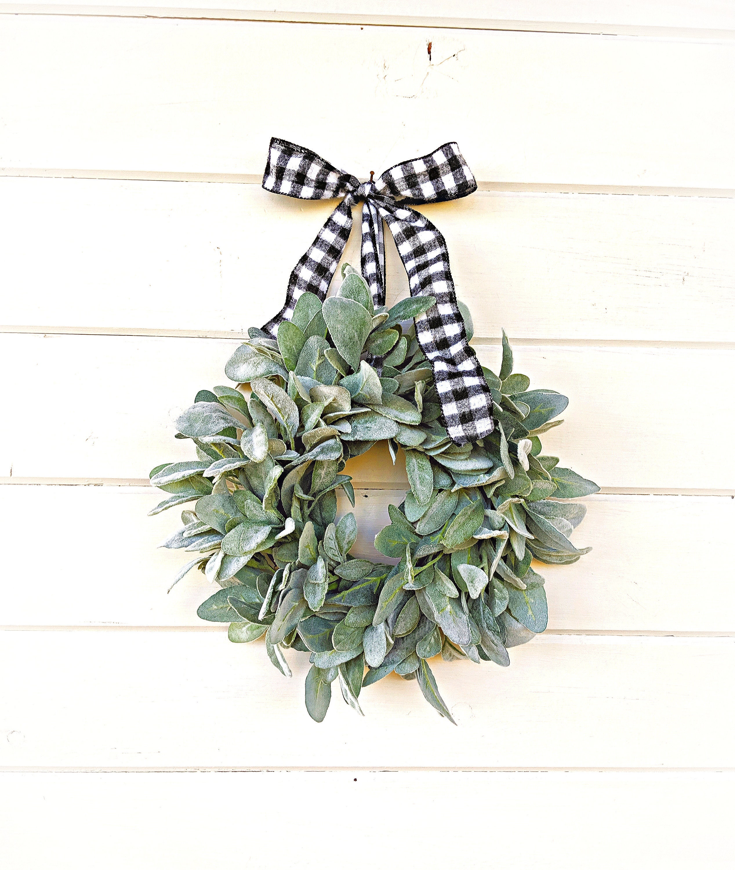 MINI Lambs Ear WreathSmall WreathWindow WreathBuffalo Plaid Wreath