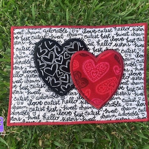 Simple Hearts Mug Rug - ITH Machine Embroidery Design