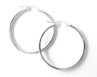 Sterling Silver Hoop Earrings with Anti Tarnish Finish Womens Girls Jewelry Gifts