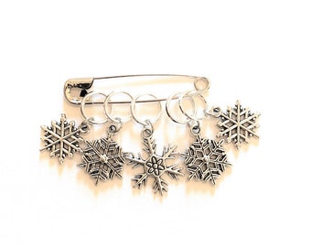 Stitch Markers Knitting Metal Set Snowflakes Gifts for Knitters Accessories Supplies Tools Items Notions Handmade USA