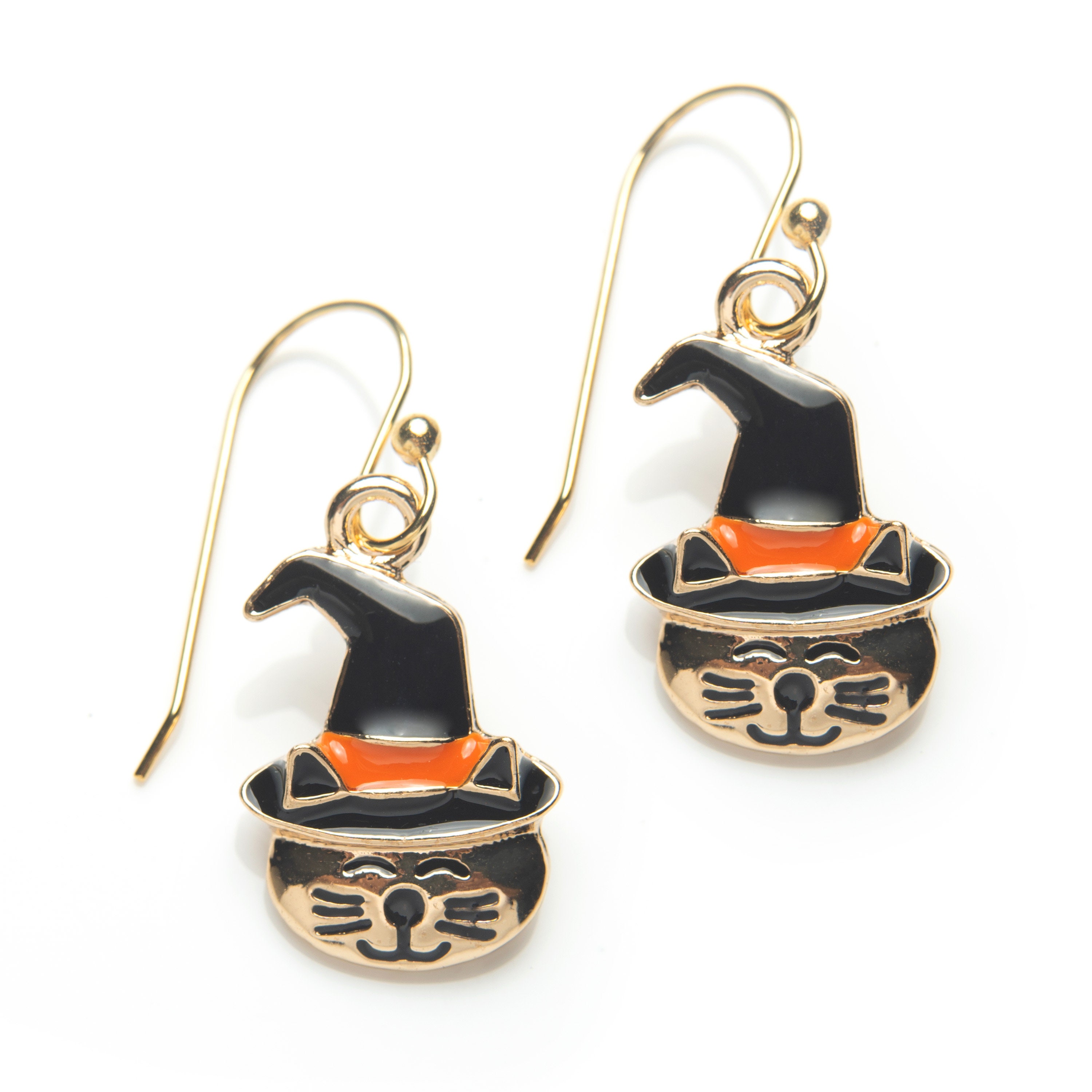 Cat Earrings Halloween Cat Earrings Dangle Cat Earrings Etsy