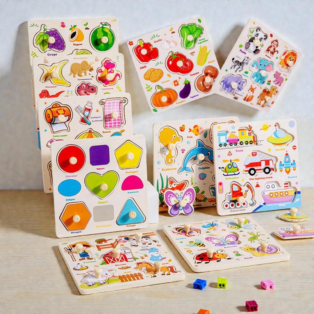 Wooden Educational Puzzle Board Set – Montessori Learning Toys for ...