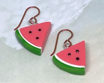 Watermelon Earrings, Watermelon Jewelry, Food Earrings, Food Jewelry, Handmade Earrings, Fruit Jewelry, Cute Watermelon Earrings, Watermelon
