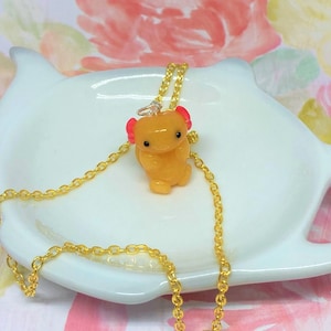 Yellow Axolotl Necklace, Axolotls, Animal Necklace, Animal Jewelry, Polymer Clay, Handmade, Axolotl Jewelry, Salamanders, Cute Jewelry