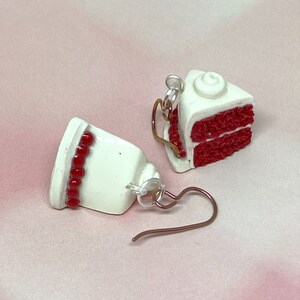 Cake Earrings, Red Velvet, Red Velvet Cake, Red Velvet Cake Earrings, Cake Jewelry, Handmade Earrings, Polymer Clay, Cute Food, Cake