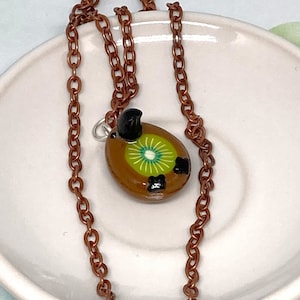 Kiwi Kiwi Necklace, Kiwi, Kiwis, Pun Animals, Animals, Polymer Clay, Handmade, Fruit, Punny Animals, Bird Necklace, Bird Jewelry, Birbs