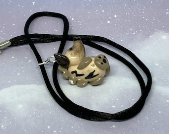 Hyena Necklace, Striped Hyena, Yeens, Handmade, Polymer Clay