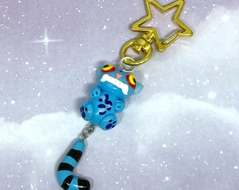 Tiger Keychain, Blue Tiger Keychain, KPDH Keychain, Polymer Clay, Handmade, Derpy Tiger Keychain, KPDH Accessories, K Pop Demon Hunters