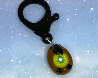 Handmade Polymer Clay Kiwi Bird Keychain