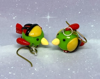 Pokemon Earrings, Natu Earrings, Natu, Polymer Clay, Handmade