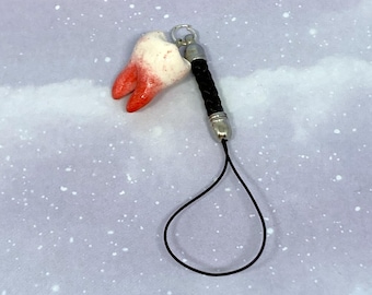 Tooth Keychain, Teeth, Body Horror, Dentistry, Creepy Jewelry, Handmade, Polymer Clay