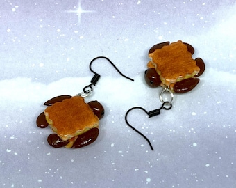 Turtlemisu Earrings, Pun Animal Dessert, Polymer Clay Handmade Earrings