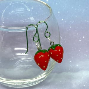 Handmade Polymer Clay Strawberry Earrings, Fruit Jewelry