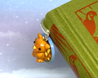 Polymer Clay Cat Katsu Curry Bookmark, Pun Animal Charm