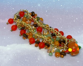 Handmade Polymer Clay Chicken Charm Bracelet, OOAK Rooster Jewelry