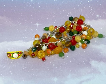 Taco Charm Bracelet, Handmade Polymer Clay Food Jewelry, OOAK