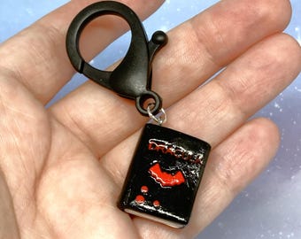 Dracula Keychain, Books, Bram Stoker, Horror Literature, Vampires, Handmade, Polymer Clay