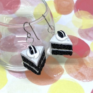 Handmade Cookies and Cream Cake Earrings, Food Jewelry