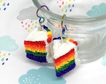 Gay Pride Earrings, Rainbow Cake Earrings, Cake Earrings, Pride Jewelry, Pride Earrings, Handmade Jewelry, Food Earrings ,Food Jewelry