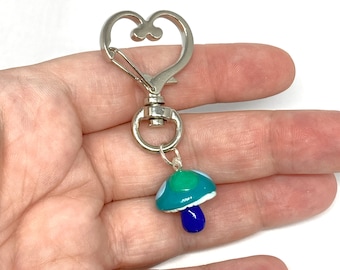 Handmade MLM Pride Mushroom Keychain, Cottagecore Zipper Pull
